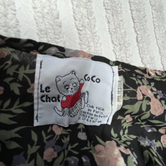 Vintage Le Chat Coco Kids Floral Print Pleated Long Sleeve A-Line Dress - Picture 3 of 9